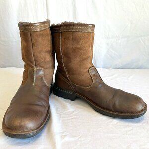 UGG Australia Brown Leather Suede Sheepskin Shearling Lined Boots Men's 10
